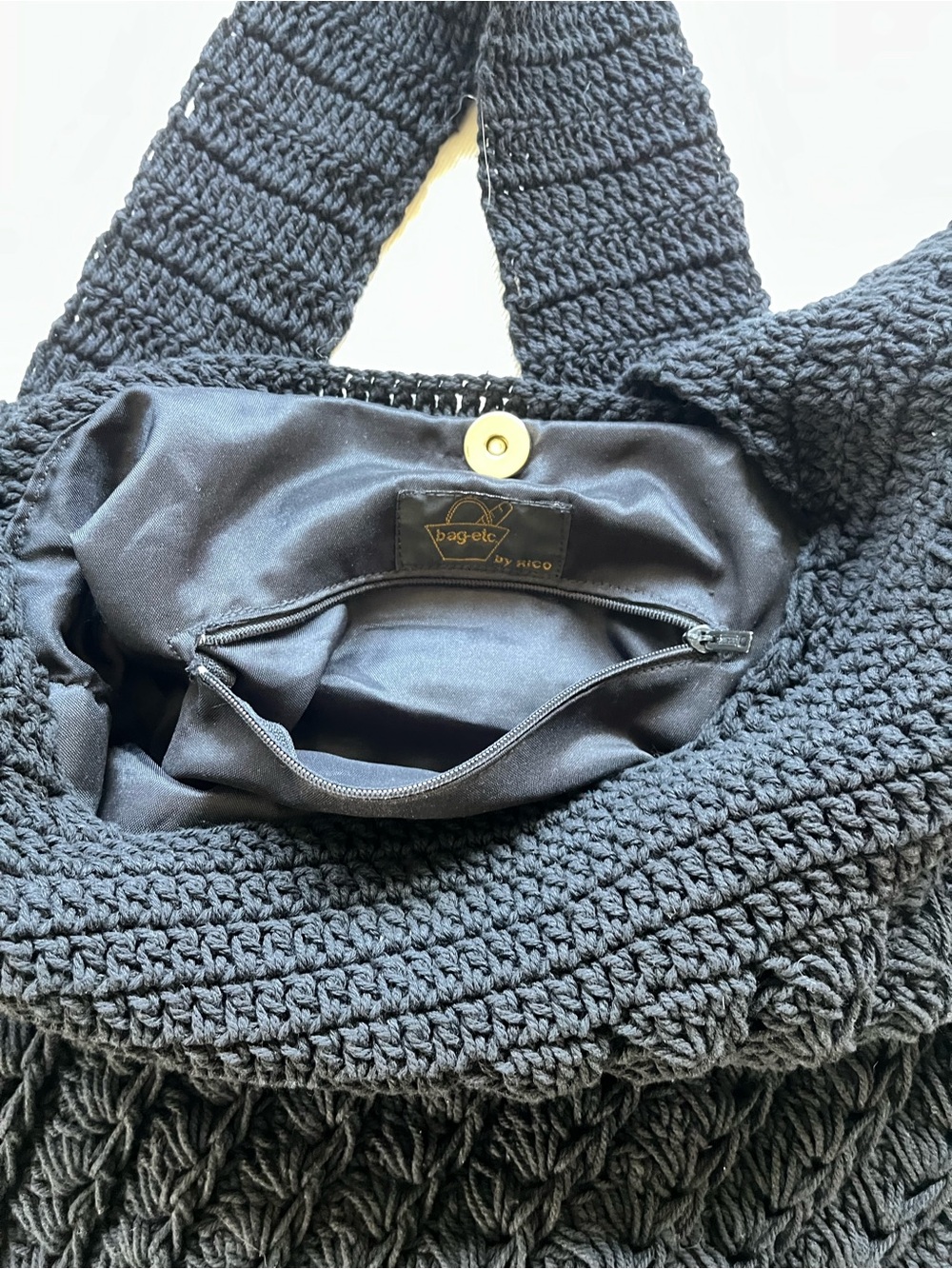 Black Crochet Hobo Bag - Bag Etc. By Rico - Picture 4 of 5